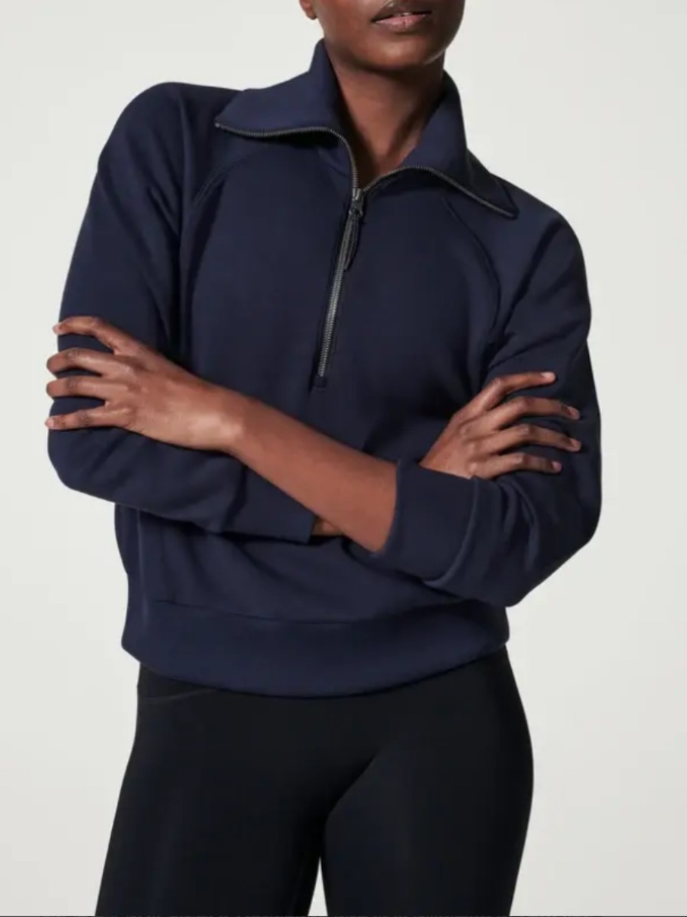 SPANX AirEssentials Navy Half-Zip Funnel Neck Sweatshirt size XS